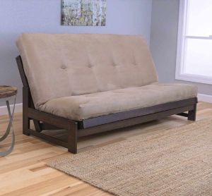 Picture of Low Arm Mocha Full Futon Frame with mattress in Suede Peat
