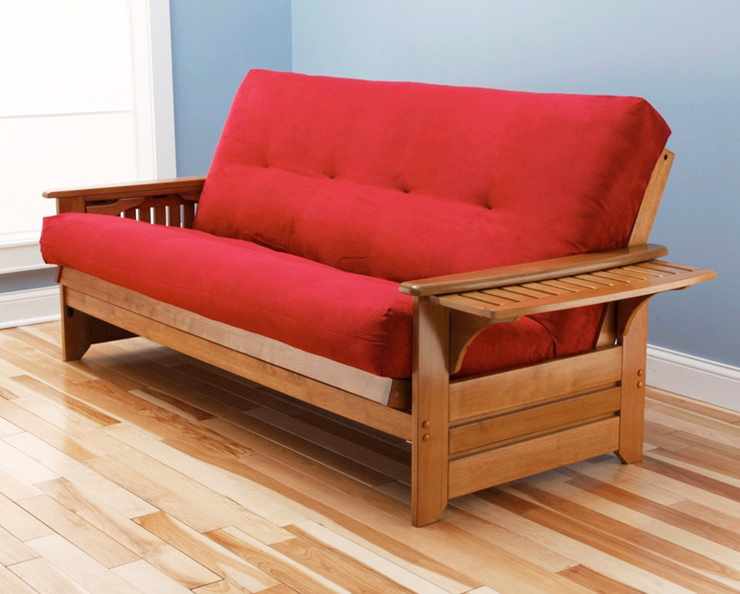 Tray Arm Butternut Queen Futon Frame