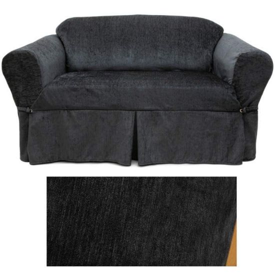 Chenille Onyx Furniture Slipcover