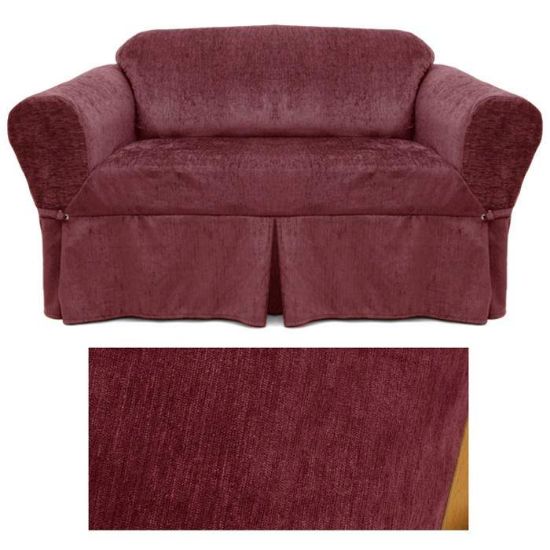 Chenille Raspberry Furniture Slipcover