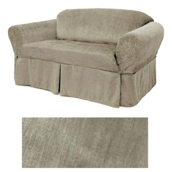 Chenille Silver Grey Furniture Slipcover