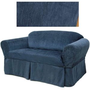 Picture of Chenille Navy Blue Furniture Slipcover 231