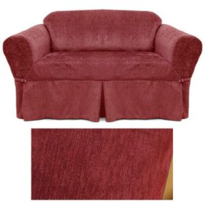 Chenille Cranberry Furniture Slipcover