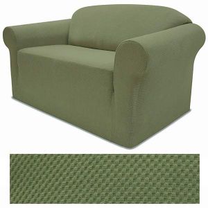 Picture of Stretch Pique Balsam Green Furniture Slipcover 708