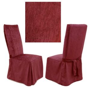 Chenille Cranberry Dining Chair Cover