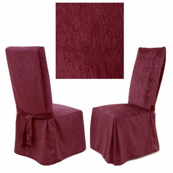 Chenille Raspberry Dining Chair Cover