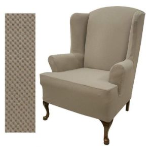 Picture of Stretch Pique Medium Taupe Wingback Slipcover 706