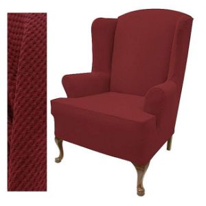 Picture of Stretch Pique Warm Maroon Wingback Slipcover 712