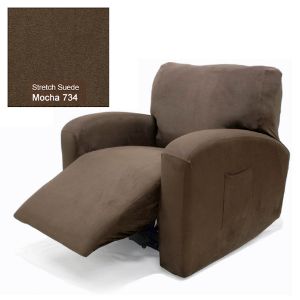 Stretch Suede Chair Recliner Cover Suede Mocha 734