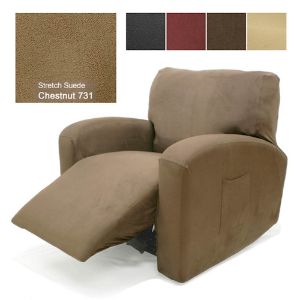Stretch Suede Chair Recliner Cover Suede Chestnut 