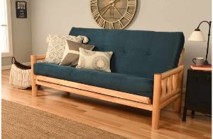 Picture of Log Natural Full Futon with Suede Navy Mattress 