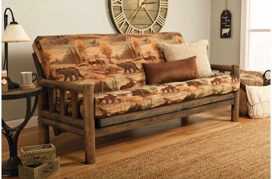 Picture of Log Rustic Walnut Full Futon with Canadian Mattress 