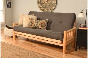 Picture of Log Natural Full Futon with Suede Gray Mattress