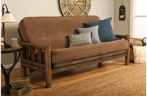 Picture of Log Rustic Walnut Full Futon with Marmont Mocha Mattress