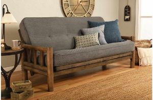 Picture of Log Rustic Walnut Full Futon with Marmont Thunder Mattress