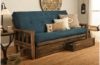 Picture of Log Rustic Walnut Full Futon with Suede Navy Mattress