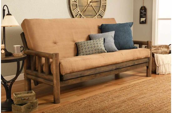 Picture of Log Rustic Walnut Full Futon with Suede Peat Mattress