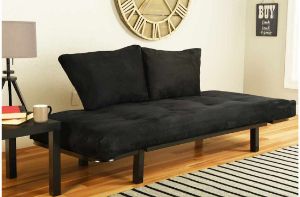 Picture of Spacely Black Metal Lounger in Suede Black