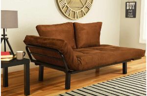 Picture of Spacely Black Metal Lounger in Suede Chocolate