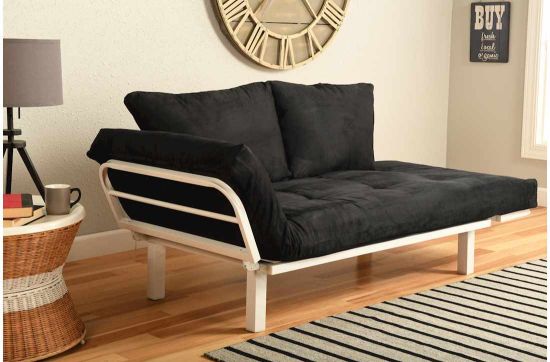 Picture of Spacely White Metal Lounger in Suede Black