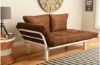 Picture of Spacely White Metal Lounger in Suede Chocolate
