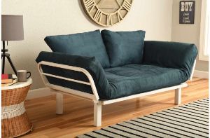 Picture of Spacely White Metal Lounger in Suede Navy