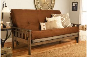 Picture of Tucson Rustic Walnut Full Futon with Suede Chocolate Mattress