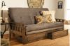 Picture of Tucson Rustic Walnut Full Futon with Suede Gray Mattress