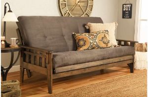 Picture of Tucson Rustic Walnut Full Futon with Suede Gray Mattress