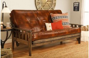 Picture of Tucson Rustic Walnut Queen Futon with Oregon Trail Saddle Mattress