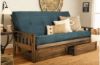 Picture of Tucson Rustic Walnut Queen Futon with Suede Navy Mattress