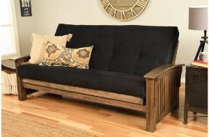 Picture of Washington Rustic Walnut Full Futon with Suede Black Mattress