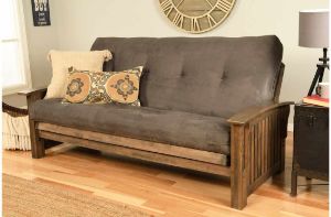 Picture of Washington Rustic Walnut Full Futon with Suede Gray Mattress