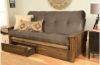 Picture of Washington Rustic Walnut Full Futon with Suede Gray Mattress
