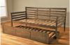 Picture of Boho Rustic Walnut Daybed with Linen Aqua Mattress With Trundle