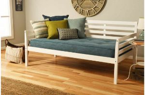 Picture of Boho White Daybed with Linen Aqua Mattress Set