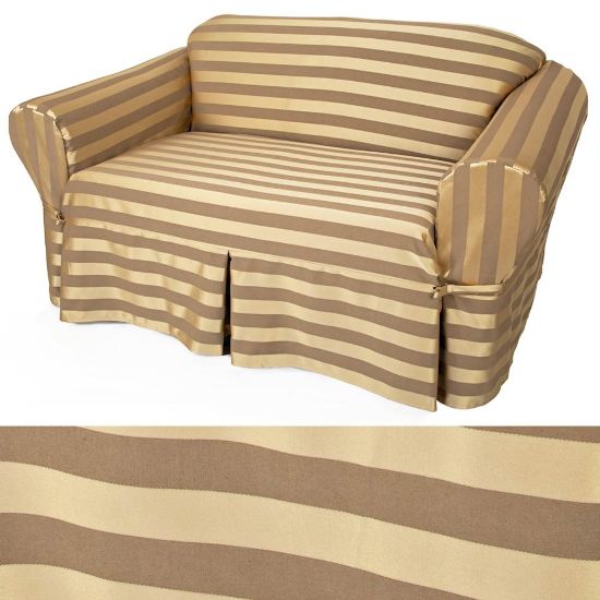 Chartres Stripe Nougat Furniture Slipcover 355 Cha