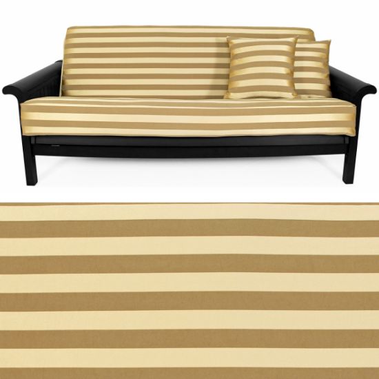 Chartres Stripe Nougat Futon Cover 355 Queen with 