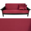 Checker Burgundy Futon Cover 360 Queen with 2 Pill
