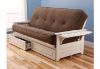Picture of Tray Arm White Full Futon Frame with mattress in Marmont Mocha