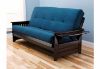 Picture of Tray Arm Espresso Full Futon Frame with mattress in Suede Navy
