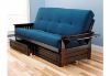 Picture of Tray Arm Espresso Full Futon Frame with mattress in Suede Navy