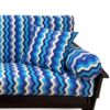 Panama Wave Azure Futon Cover 437 Full 5pc Pillow 