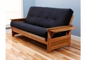 Picture of Tray Arm Butternut Full Futon Frame with mattress in Suede Black