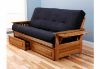Picture of Tray Arm Butternut Full Futon Frame with mattress in Suede Black