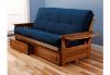 Picture of Tray Arm Butternut Full Futon Frame with mattress in Suede Navy