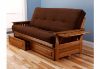 Picture of Tray Arm Butternut Full Futon Frame with mattress in Suede Chocolate