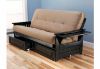 Picture of Tray Arm Black Full Futon Frame with mattress in Suede Peat