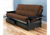 Picture of Tray Arm Black Full Futon Frame with mattress in Suede Chocolate