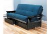 Picture of Tray Arm Black Full Futon Frame with mattress in Suede Navy